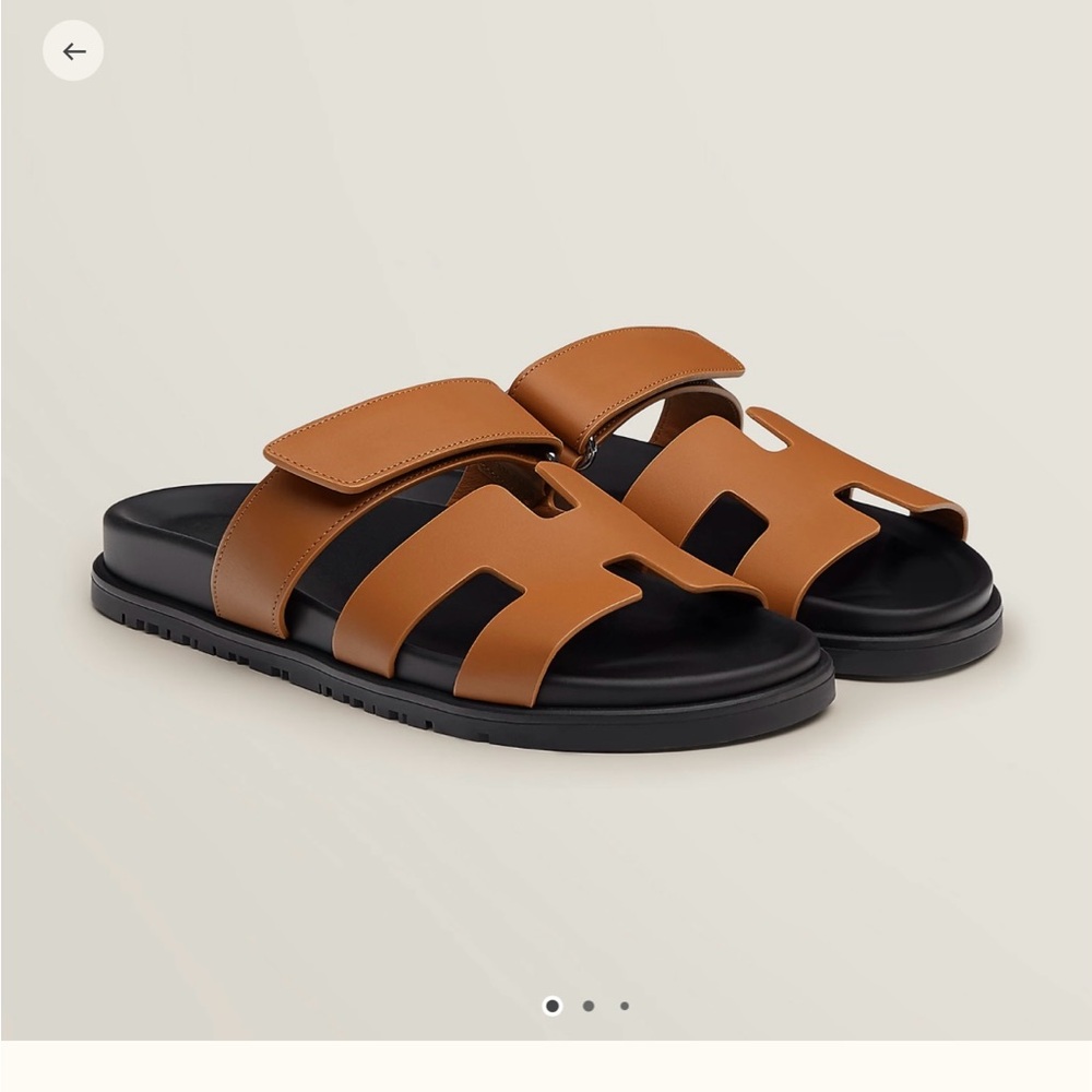 Hermes Tan and Black Sandals